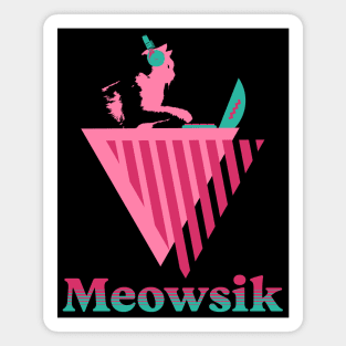 DJ Cat Performing | Meowsik cat pink Magnet